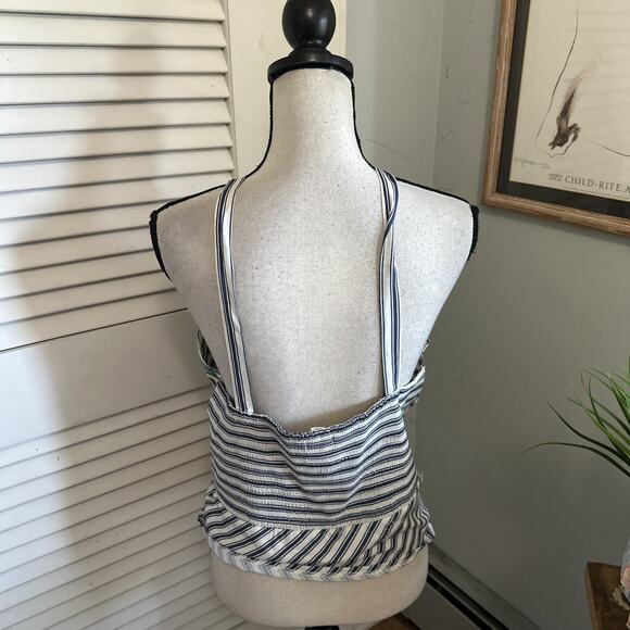ANTHROPOLOGIE TINY Top Womens Large Avril Embroidered Halter Striped Feminine - Picture 5 of 10